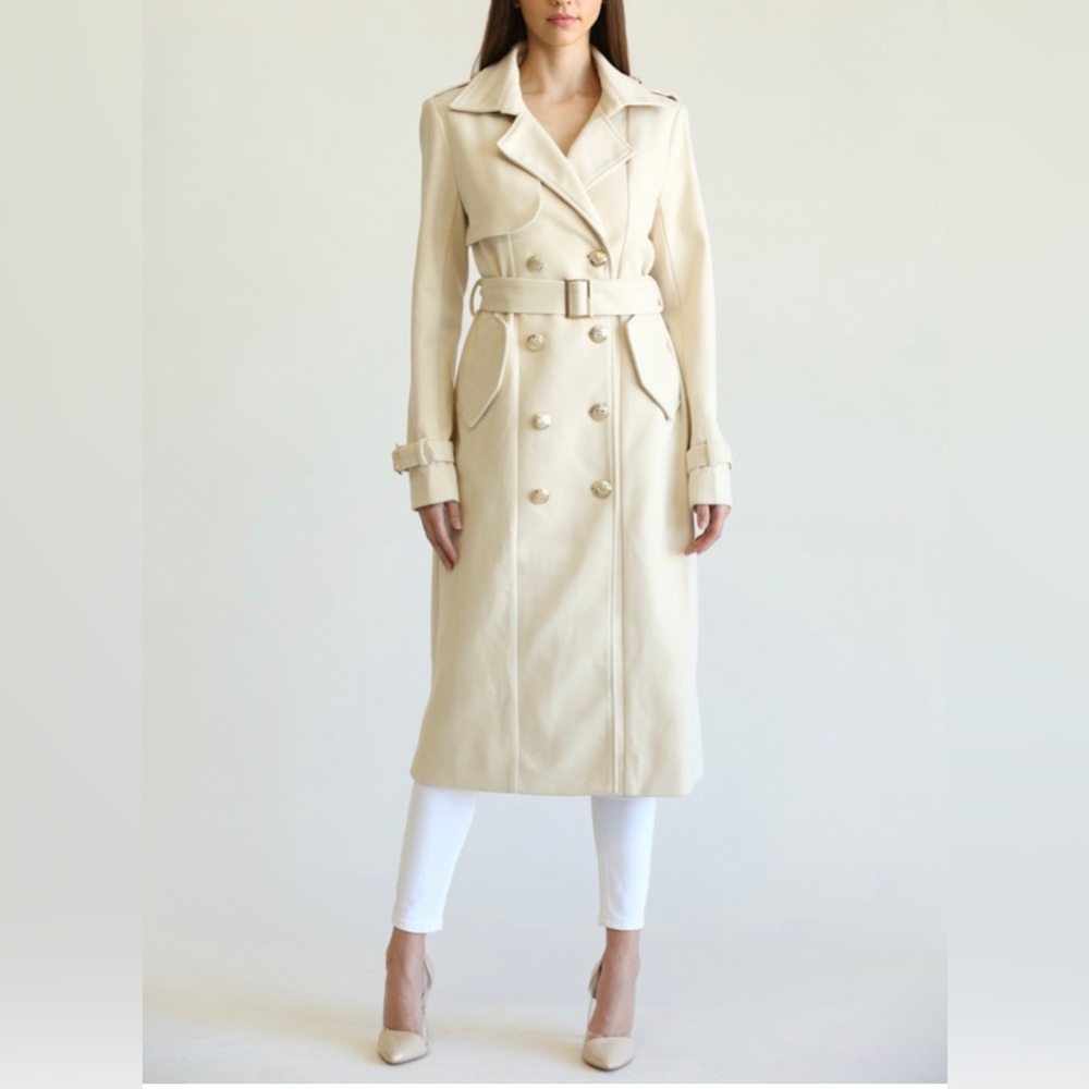 HIGH END - Ioana Gold Buttons Trench Coat in Beige